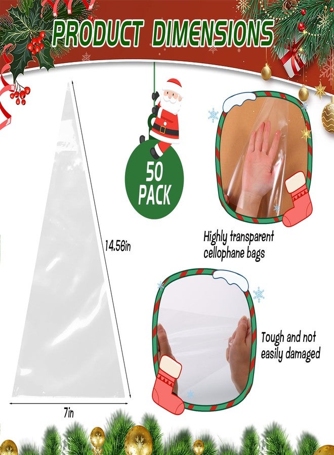 DANHMAO 50 Set Christmas Potpourri Cellophane Bags with Stovetop Simmer Instruction Tags and Ribbons Holiday DIY Potpourri Gift Bags Crafting Kit for Xmas Favors & Party Supplies(6 x 12'', Triangle) - Image 4
